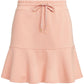 Saia evasê Ralph Lauren feminina bordada, com babados, cintura elástica, cordão, sem forro, comprimento até o joelho, rosa, tamanho extragrande