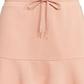 Saia evasê Ralph Lauren feminina bordada, com babados, cintura elástica, cordão, sem forro, comprimento até o joelho, rosa, tamanho extragrande