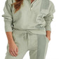 Moletom Ralph Lauren French Terry Feminino com Zíper 1/4 Verde Tamanho Grande