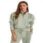 Moletom Ralph Lauren French Terry Feminino com Zíper 1/4 Verde Tamanho Grande
