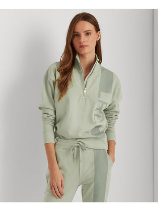Ralph Lauren Moletom Feminino com Zíper, Bainha e Punhos Canelados e Logotipo Gráfico, Verde, Tamanho Médio