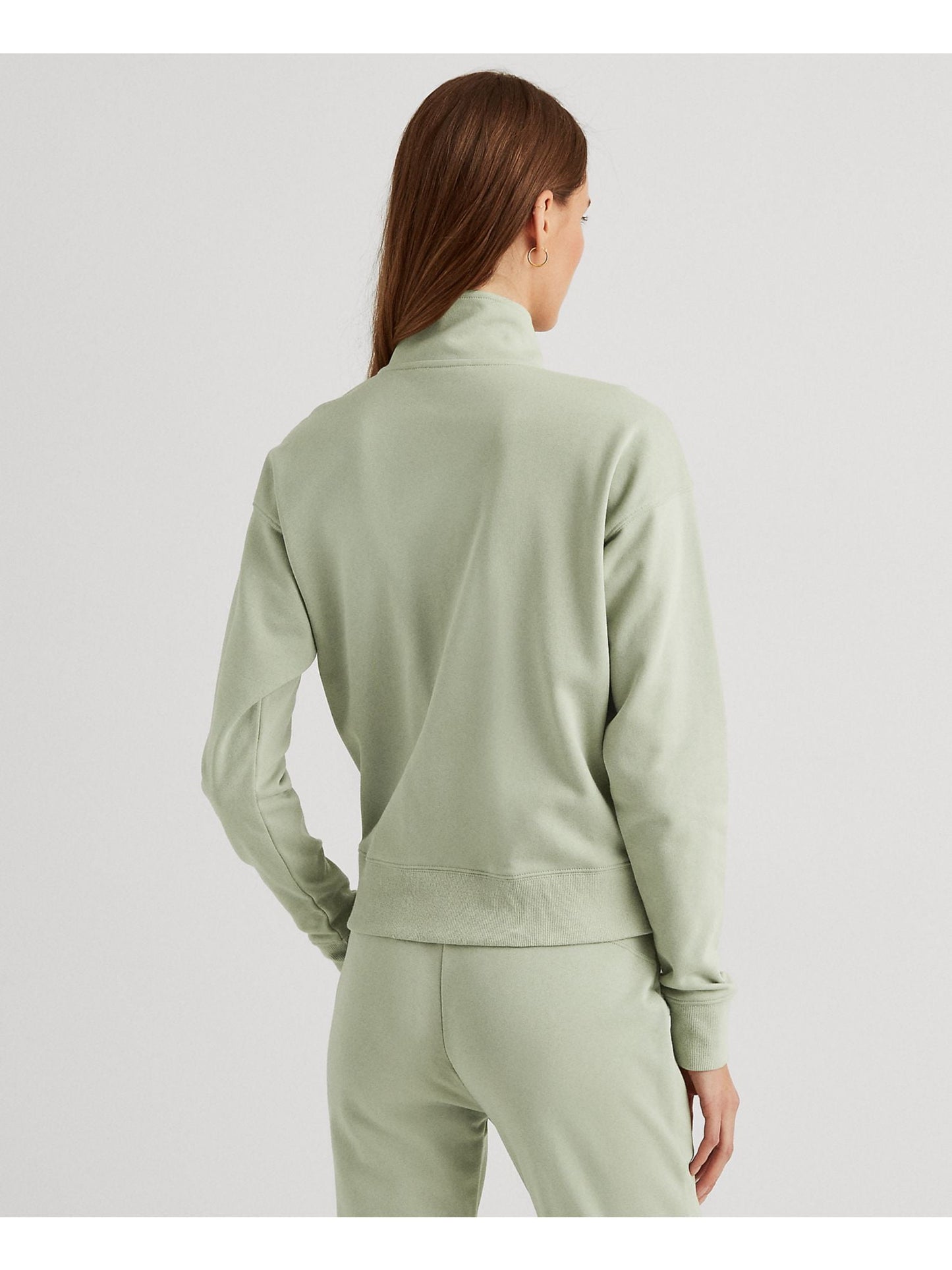 Ralph Lauren Moletom Feminino com Zíper, Bainha e Punhos Canelados e Logotipo Gráfico, Verde, Tamanho Médio