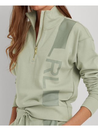 Ralph Lauren Moletom Feminino com Zíper, Bainha e Punhos Canelados e Logotipo Gráfico, Verde, Tamanho Médio