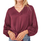 Vince Camuto Top feminino com amarração frontal, vermelho, tamanho médio