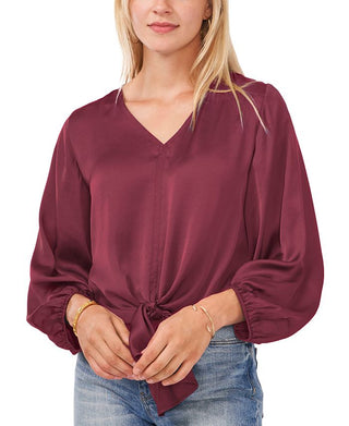Vince Camuto Top feminino com amarração frontal, vermelho, tamanho médio
