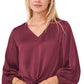 Vince Camuto Top feminino com amarração frontal, vermelho, tamanho médio