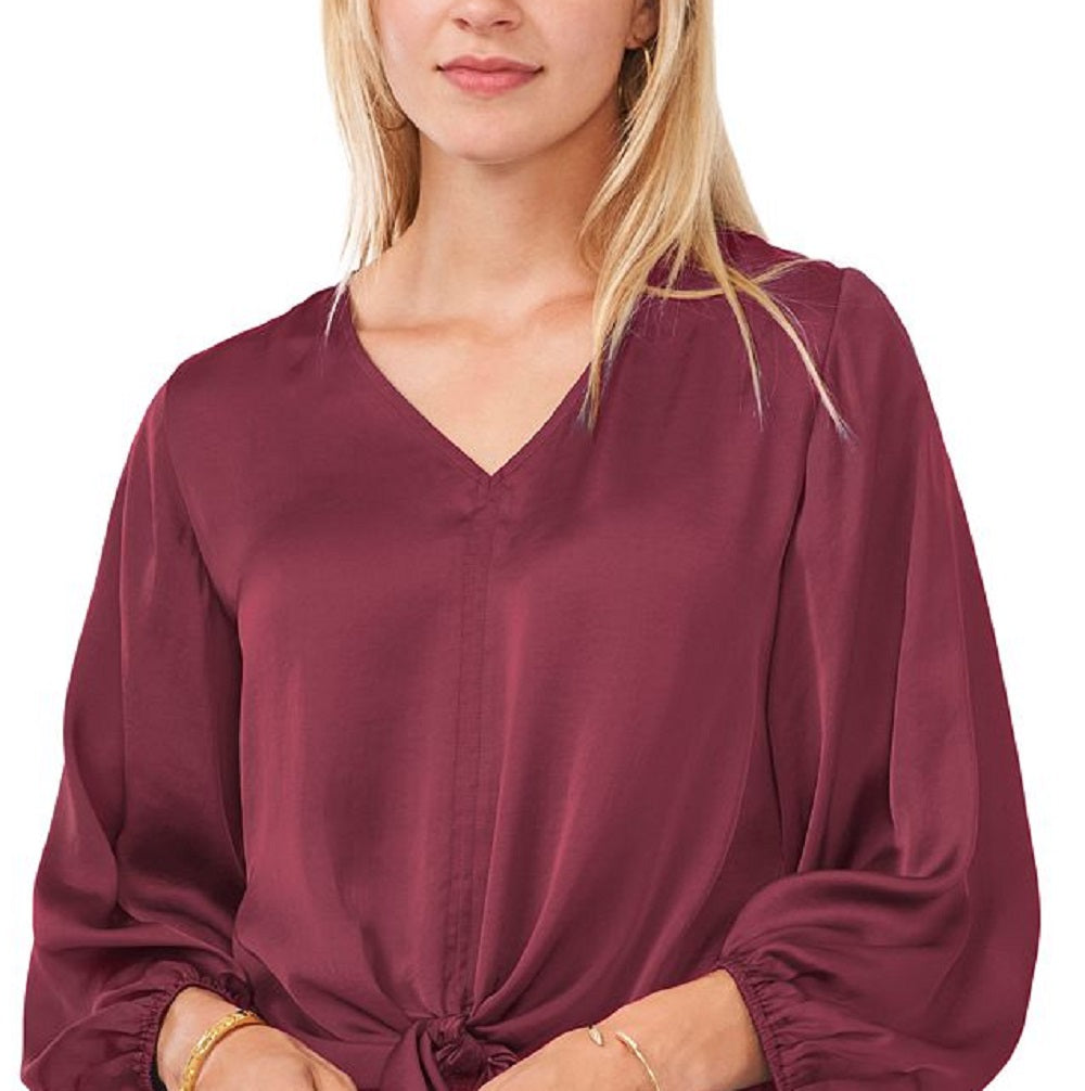 Vince Camuto Top feminino com amarração frontal, vermelho, tamanho médio