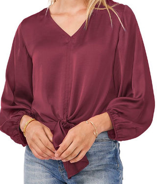 Vince Camuto Top feminino com amarração frontal, vermelho, tamanho médio