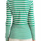 Blusa feminina Ralph Lauren listrada com acabamento em botões e manga comprida, verde, tamanho médio
