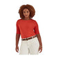 Camiseta Ralph Lauren Feminina de Algodão Elástico com Gola Canoa Laranja Tamanho 3X