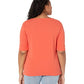 Camiseta Ralph Lauren Feminina de Algodão Elástico com Gola Canoa Laranja Tamanho 3X
