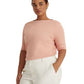 Blusa Ralph Lauren Feminina de Algodão Misto com Decote Canoa Rosa Tamanho 1X