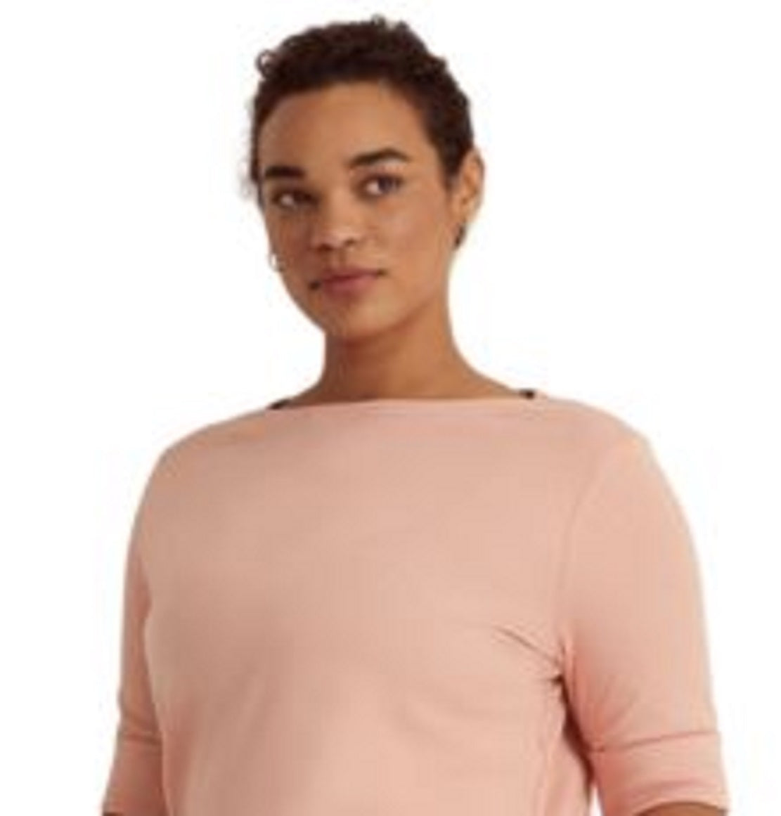 Blusa Ralph Lauren Feminina de Algodão Misto com Decote Canoa Rosa Tamanho 1X