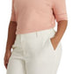 Blusa Ralph Lauren Feminina de Algodão Misto com Decote Canoa Rosa Tamanho 1X