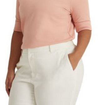 Blusa Ralph Lauren Feminina de Algodão Misto com Decote Canoa Rosa Tamanho 1X