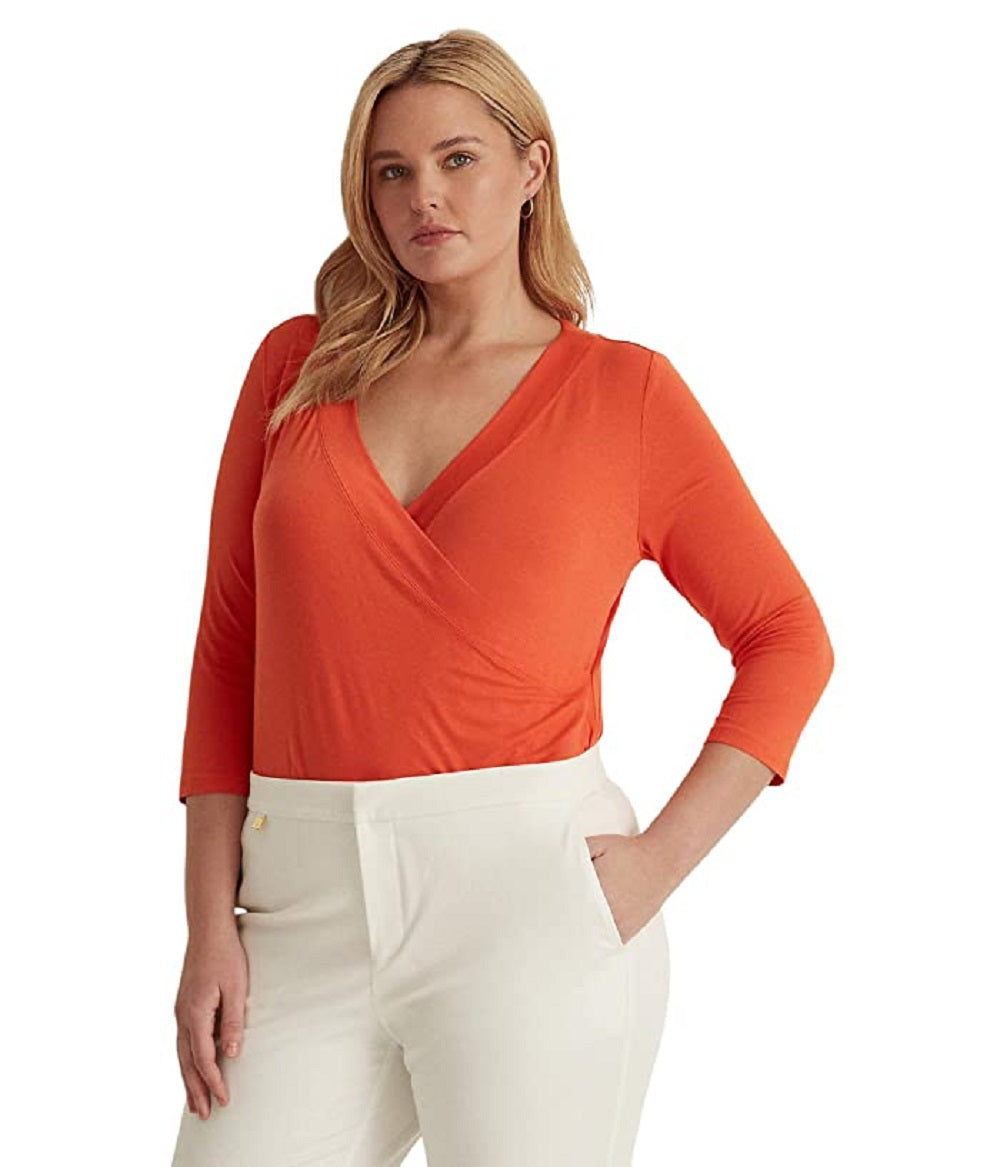Camiseta Ralph Lauren Feminina Surplice Jersey Laranja Tamanho 1X