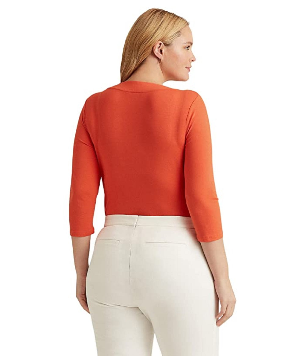 Camiseta Ralph Lauren Feminina Surplice Jersey Laranja Tamanho 1X
