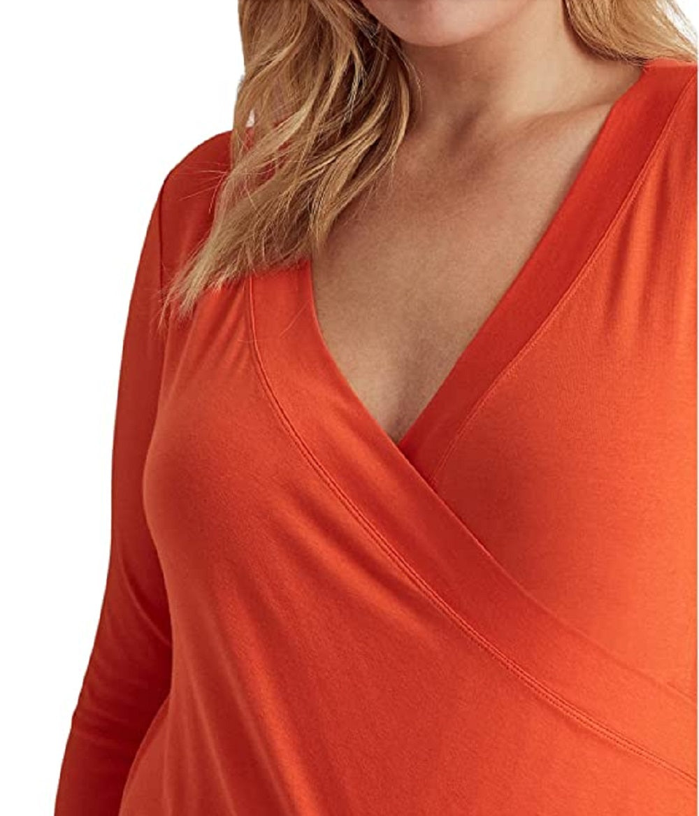 Camiseta Ralph Lauren Feminina Surplice Jersey Laranja Tamanho 1X