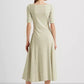 Vestido midi listrado de algodão elástico Ralph Lauren feminino, verde, tamanho pequeno