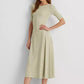 Vestido midi listrado de algodão elástico Ralph Lauren feminino, verde, tamanho XG