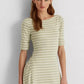 Vestido midi listrado de algodão elástico Ralph Lauren feminino, verde, tamanho XG