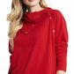 Vince Camuto Blusa feminina de manga comprida com decote dobrável, vermelha, tamanho extragrande