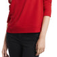 Vince Camuto Blusa feminina de manga comprida com decote dobrável, vermelha, tamanho extragrande