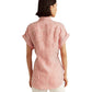 Camisa de linho listrada Ralph Lauren feminina, tamanho médio, vermelha