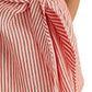 Camisa de linho listrada Ralph Lauren feminina, tamanho médio, vermelha