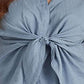 Camisa de linho Ralph Lauren feminina com amarração frontal, azul, tamanho 1X