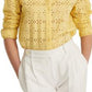 Camisa Ralph Lauren Feminina de Algodão com Ilhós, Amarela, Tamanho 1X