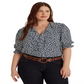 Blusa Ralph Lauren Feminina Floral Crepe Azul Tamanho 2X