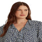 Blusa Ralph Lauren Feminina Floral Crepe Azul Tamanho 2X