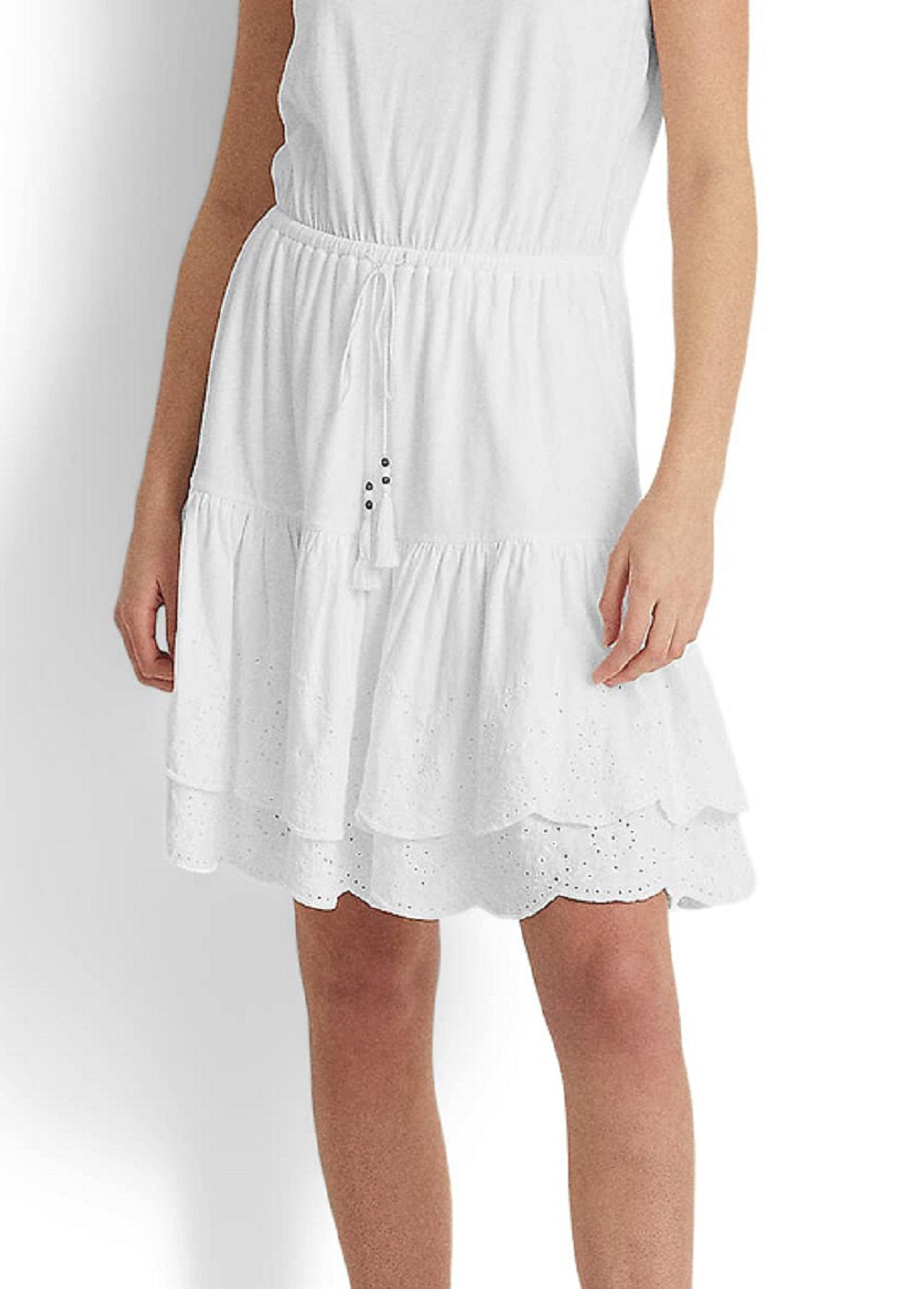 Vestido de malha com ilhós Ralph Lauren feminino, branco, tamanho 4