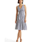 Vestido Ralph Lauren Feminino Listrado Frente Amarrada Crepe Branco Tamanho 12