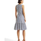 Vestido Ralph Lauren Feminino Listrado Frente Amarrada Crepe Branco Tamanho 12