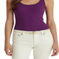 Camiseta regata feminina Ralph Lauren de algodão misto, roxa, tamanho grande