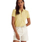 Camisa polo feminina Ralph Lauren com ilhós, amarela, tamanho extragrande