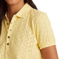 Camisa polo feminina Ralph Lauren com ilhós, amarela, tamanho extragrande