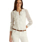 Cardigan Ralph Lauren Feminino de Tule com Babados e Tamanho Grande, Branco