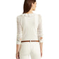 Cardigan Ralph Lauren Feminino de Tule com Babados e Tamanho Grande, Branco