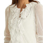 Cardigan Ralph Lauren Feminino de Tule com Babados e Tamanho Grande, Branco