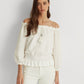 Ralph Lauren Feminino Ombro a Ombro Jersey Ilhós Top Branco Tamanho X-G