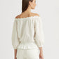 Ralph Lauren Feminino Ombro a Ombro Jersey Ilhós Top Branco Tamanho X-G