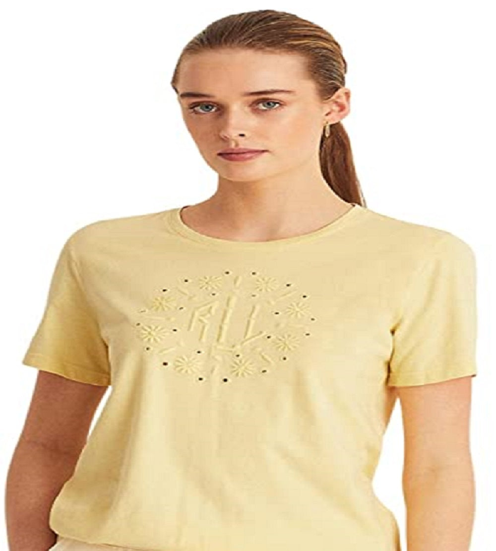 Camiseta Ralph Lauren Feminina com Logo e Ilhós, Amarela, Tamanho XG