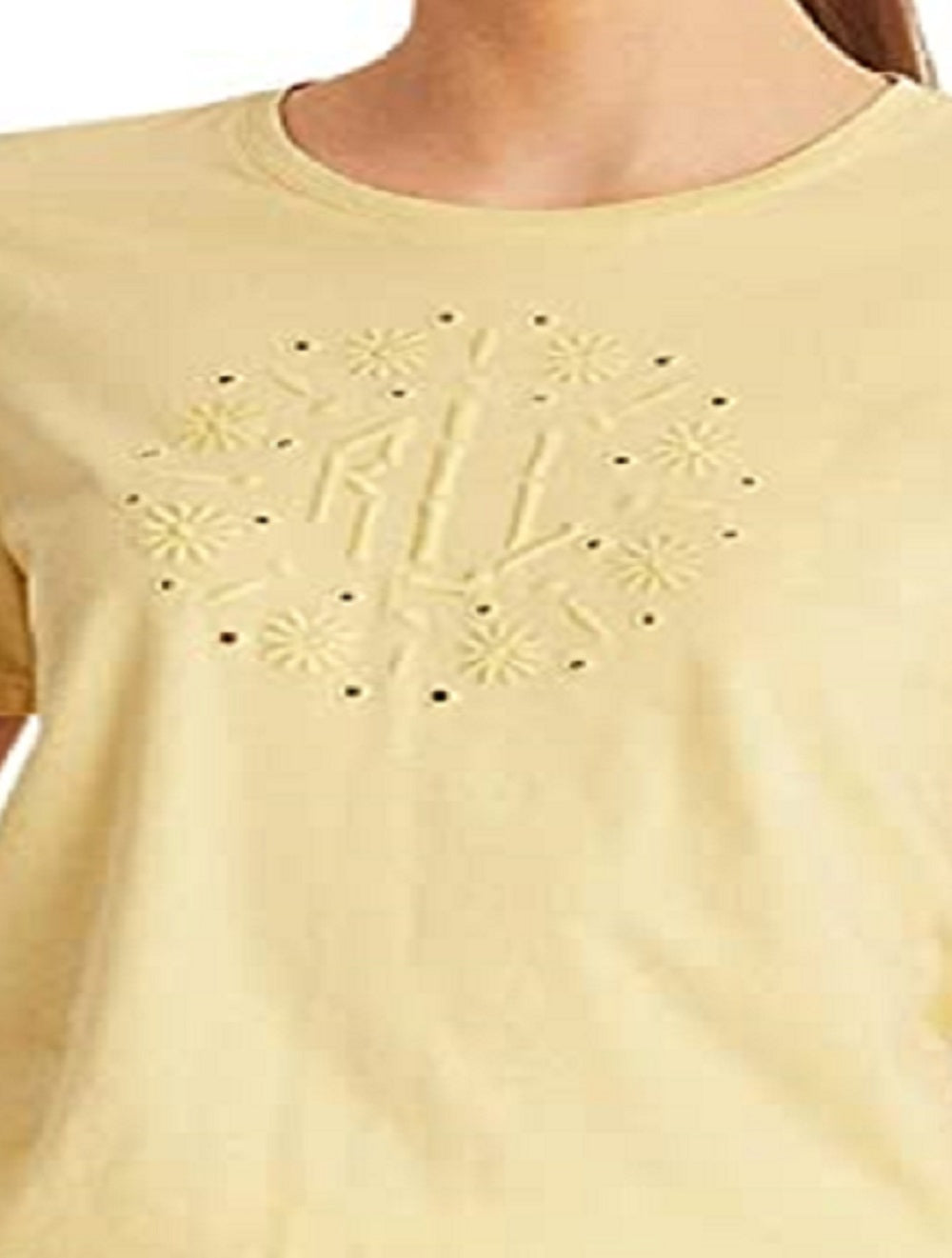 Camiseta Ralph Lauren Feminina com Logo e Ilhós, Amarela, Tamanho XG