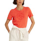 Camiseta Ralph Lauren Feminina com Logo e Ilhós Laranja Tamanho P
