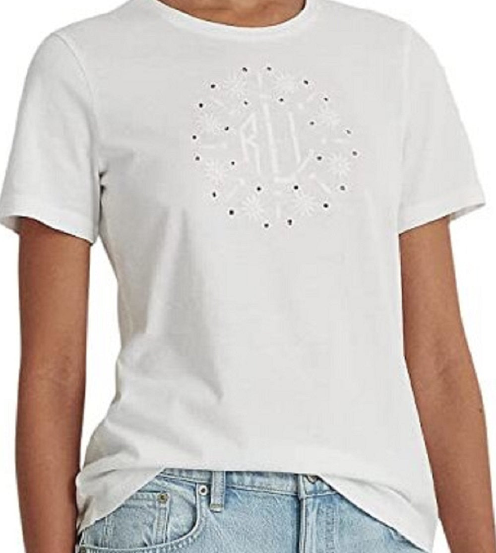 Camiseta Ralph Lauren Feminina com Logo e Ilhós, Branca, Tamanho XG