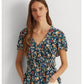 Blusa Ralph Lauren Feminina Floral Jersey Surplice Azul Tamanho X-G