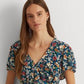 Blusa Ralph Lauren Feminina Floral Jersey Surplice Azul Tamanho X-G
